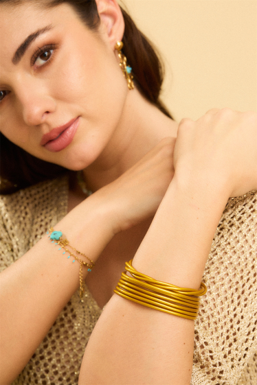 Wholesaler Bellissima - Fine, flexible, glittery Buddhist bangle bracelet for Good Luck