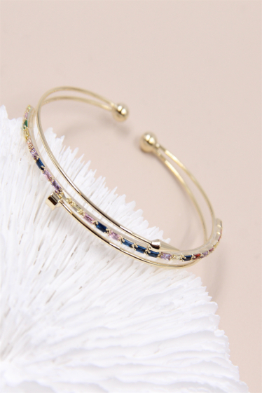 Wholesaler Bellissima - Stud bangle bracelet set with hypoallergenic zirconium