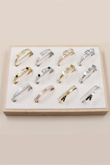 Mayorista Bellissima - Juego de pulseras tipo brazalete de 12 piezas modelos surtidos en acero inoxidable