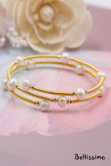Wholesaler Bellissima - Bangle bracelet decorated with pearl