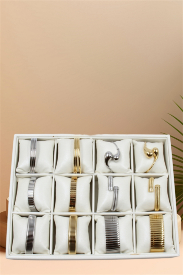 Grossiste Bellissima - Bracelet lot de 12 pcs modèles assorties en acier inoxydable