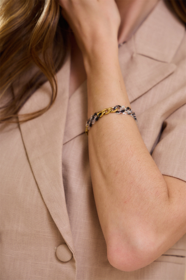 Wholesaler Bellissima - Resin mesh bracelet with stainless steel chain
