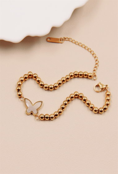 Wholesaler Bellissima - Stainless Steel Pearl Butterfly Bracelet