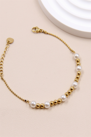 Grossiste Bellissima - Bracelet perle en acier inoxydable.