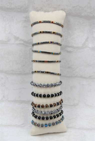 Wholesaler Bellissima - Stainless steel stone bracelet set of 12 pcs with display included