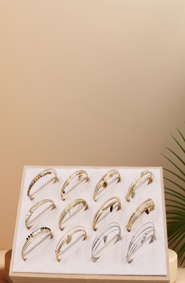 Grossiste Bellissima - Bracelet semainier lot de 12 pcs modèles assorties en acier inoxydable