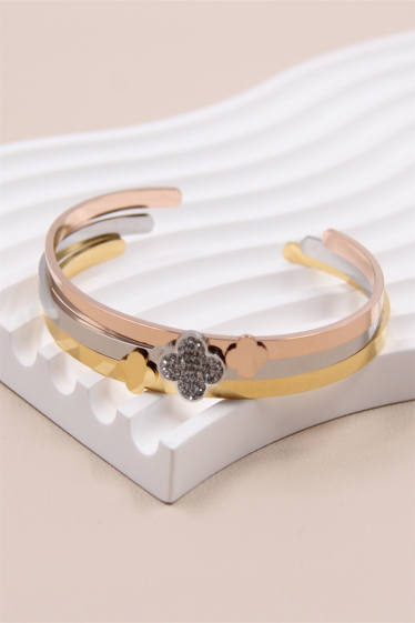 Wholesaler Bellissima - Clover bracelet in set of 3 colors in stainless steel