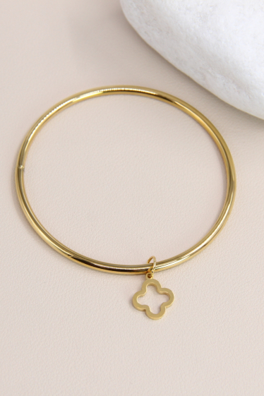 Wholesaler Bellissima - Clover bangle bracelet decorated with stainless steel pendant
