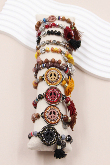 Wholesaler Bellissima - Bohemian style elastic bead bracelets in a set of 12 pcs