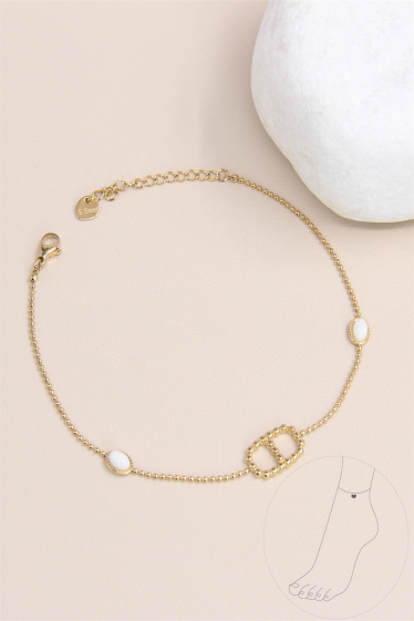 Wholesaler Bellissima - Stainless steel stone-embellished anklet chain