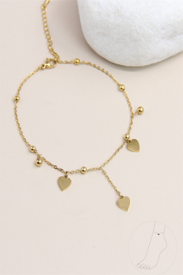 Wholesaler Bellissima - Stainless steel heart anklet