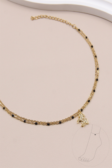 Wholesaler Bellissima - Double row unicorn anklet in stainless steel