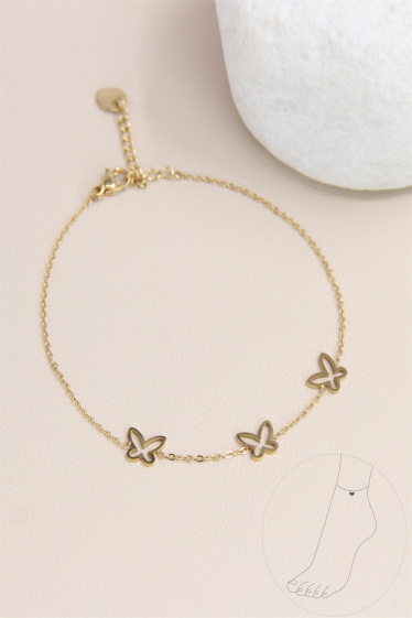Wholesaler Bellissima - Stainless steel butterfly anklet