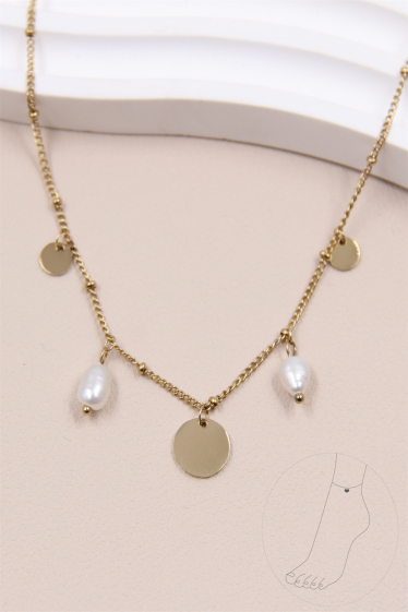 Grossiste Bellissima - Chaîne cheville perle lustré en acier inoxydable