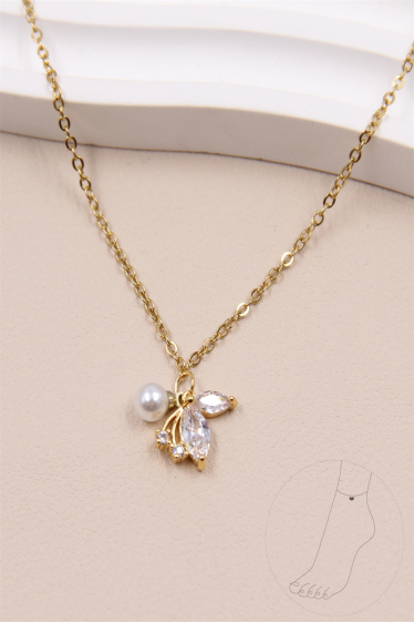Grossiste Bellissima - Chaîne cheville  perle lustré en acier inoxydable