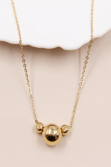 Großhändler Bellissima - 3-Perlen-Halskette aus Edelstahl
