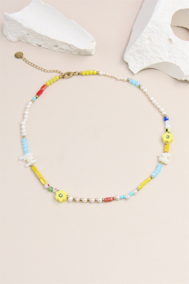 Großhändler Bellissima - Mehrfarbige, handgefertigte Halskette, kombiniert mit verschiedenen kombinierten Perlen