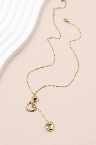 Wholesaler Bellissima - Asymmetrical heart necklace in stainless steel