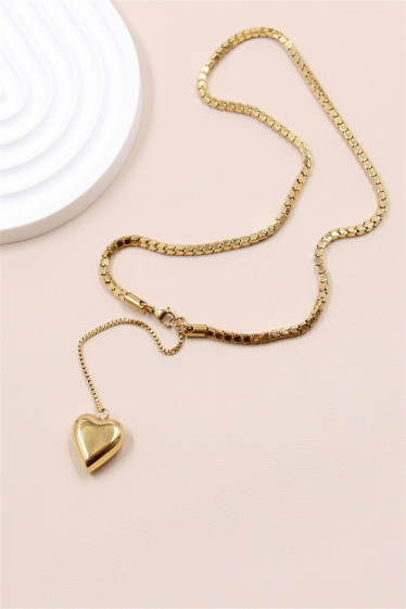 Wholesaler Bellissima - “Y” design heart necklace in stainless steel
