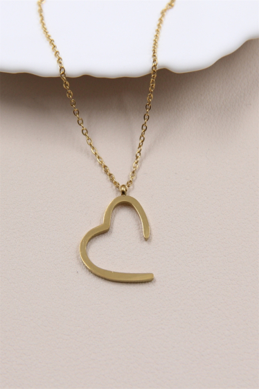 Wholesaler Bellissima - Stainless Steel Open Heart Necklace
