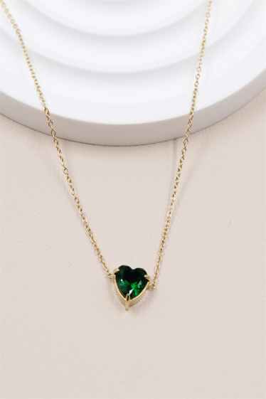 Wholesaler Bellissima - Zirconium heart necklace in stainless steel