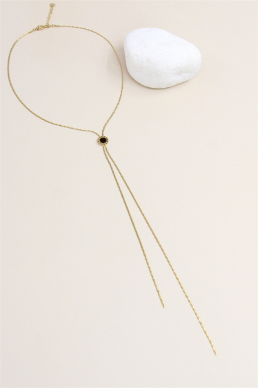 Wholesaler Bellissima - Stainless steel enameled pendant tie necklace