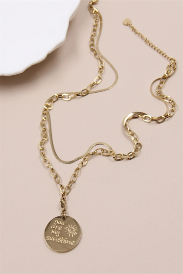 Wholesaler Bellissima - Double row removable pendant necklace in stainless steel.