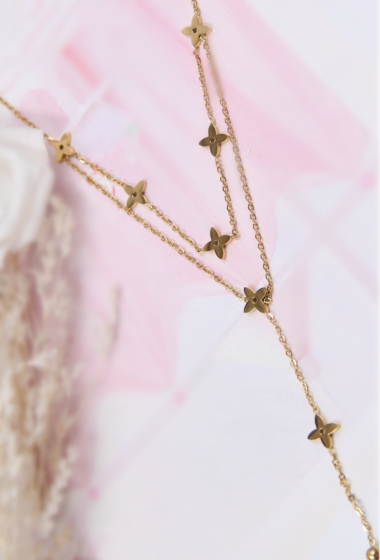 Wholesaler Bellissima - Double row star necklace in stainless steel