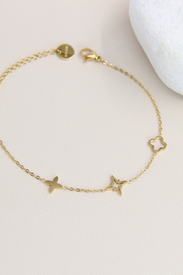 Großhändler Bellissima - Halskette mit Stern und Kleeblatt aus Edelstahl