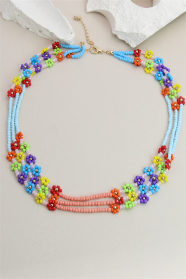 Wholesaler Bellissima - Triple row daisy flower necklace