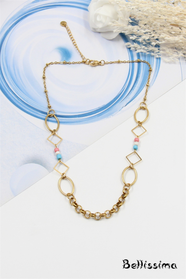 Großhändler Bellissima - Geometrische Halskette mit Edelstahlperle verziert