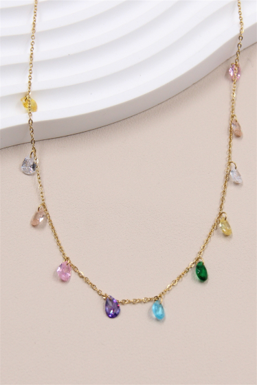 Wholesaler Bellissima - Stainless steel glass crystal drop necklace