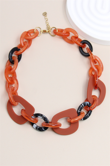 Wholesaler Bellissima - Large mesh necklace with stainless steel resin ring