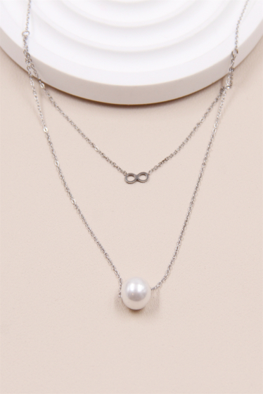 Wholesaler Bellissima - Stainless steel infinity and pearl necklace