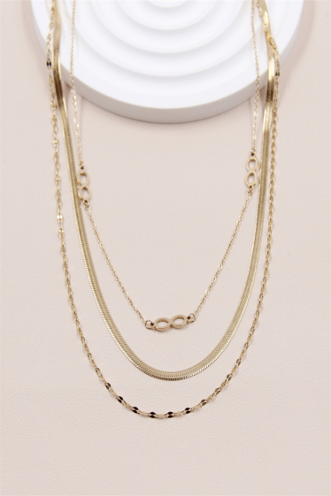 Großhändler Bellissima - Infinity-Halskette aus dreifachem Netzgewebe aus Edelstahl