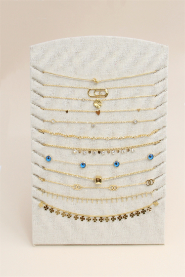 Großhändler Bellissima - Halsketten-Set mit 12 Stück aus Edelstahl, inklusive Schmuckdisplay