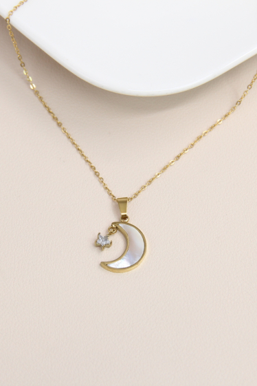 Wholesaler Bellissima - Pearly moon necklace in stainless steel