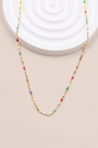 Großhändler Bellissima - Mehrfarbige Halskette aus Edelstahlgeflecht