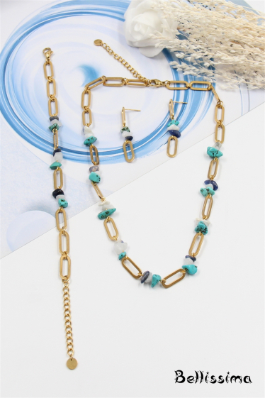 Großhändler Bellissima - Halskette aus Edelstahl-Steingeflecht