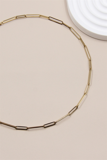 Wholesaler Bellissima - Rectangular mesh necklace in stainless steel