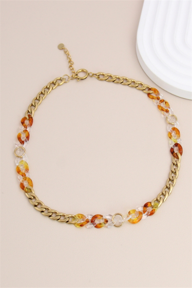 Wholesaler Bellissima - Resin mesh necklace with stainless steel chain