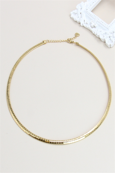 Großhändler Bellissima - Halskette mit flachen Gliedern aus Edelstahl