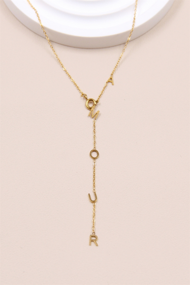 Großhändler Bellissima - Y-Design-Halskette mit „LOVE“-Botschaft aus Edelstahl