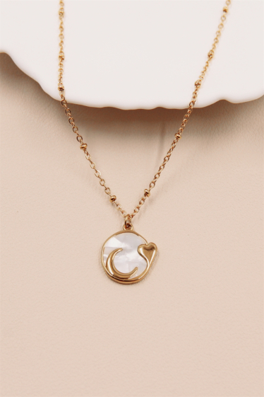 Wholesaler Bellissima - Pearly necklace with heart in stainless steel