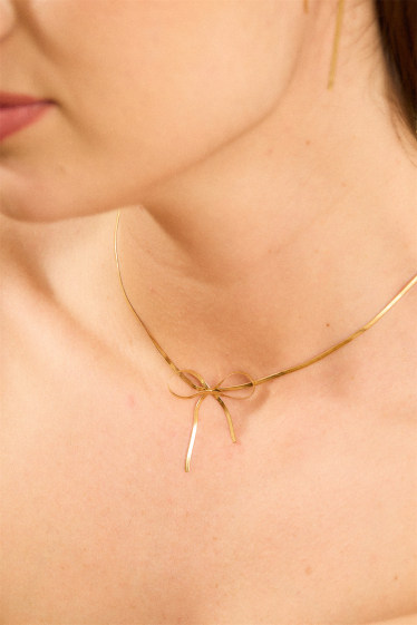Großhändler Bellissima - Halskette mit Schleife aus Edelstahlgeflecht mit künstlerischem Design