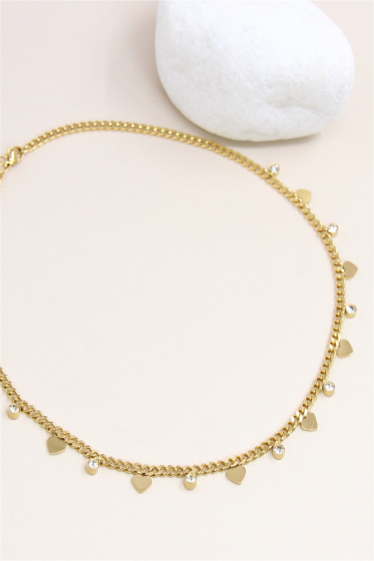 Wholesaler Bellissima - Stainless steel heart embellished necklace