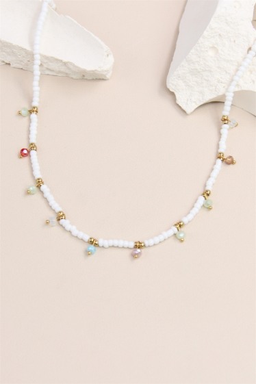 Großhändler Bellissima - Halskette aus Rocaillesperlen aus Edelstahl