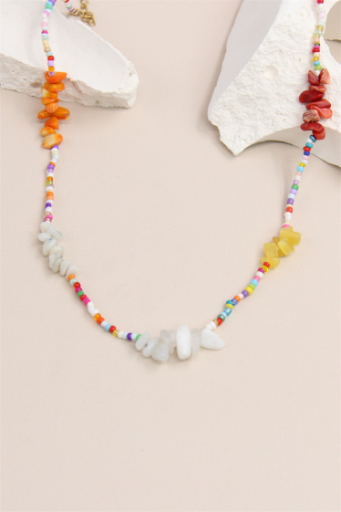Großhändler Bellissima - Halskette aus Rocaillesperlen, verziert mit einer Perle aus Edelstahlsteinen