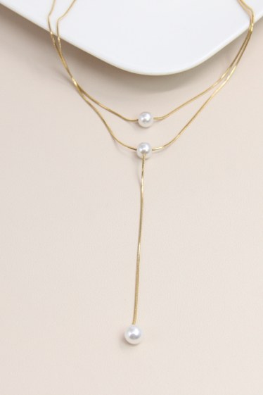 Grossiste Bellissima - Collier perle lustré en acier inoxydable