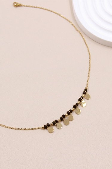 Großhändler Bellissima - Perlenkette mit kleiner Edelstahlscheibe verziert